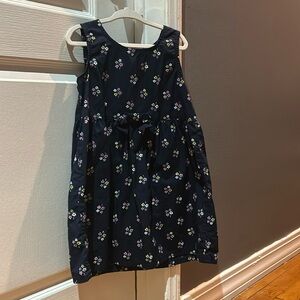 Navy Blue Floral Cotton Dress